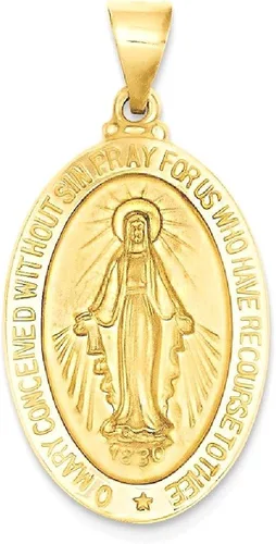 Vista 9 de Collar con dije ovalado de oro amarillo de 14 quilates joyería fina religiosa para mujer regalos para ella