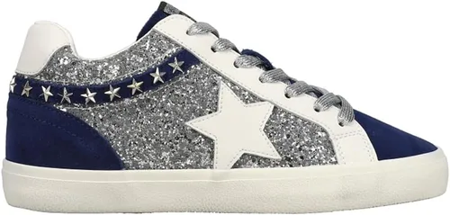 Vista 3 de VINTAGE HAVANA Mujeres Bounce Glitter Lace Up Zapatillas Casual Zapatos Casual - Azul, Plata