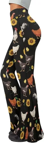 Vista 5 de Suobstales Leggings acampanados de cintura alta para mujer, pantalones de yoga ligeros, pantalones de yoga con corte de bota, tallas S-2XL