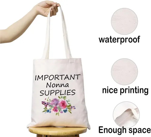 Vista 5 de JXGZSO Importante Nonna Supplies Tote Bag Nonna Regalo de cumpleaños Nonna Regalo Nonna Regalo del Día de la Madre