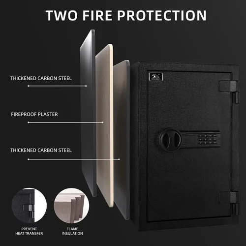 Vista 5 de TIGERKING Caja fuerte ignífuga, 1.8 pies cúbicos, caja de seguridad digital grande de acero con teclado de botón de código, resistente para el hogar