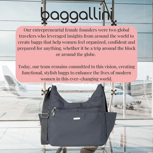 Vista 6 de Baggallini Essential Hobo - Bolso de viaje ligero de 11 x 9 pulgadas para mujer, de nailon lavable con protección RFID