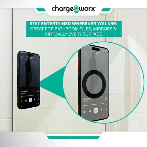 Vista 6 de CHARGEWORX Paquete de 3 soportes magnéticos para pared, compatibles con MagSafe, soportes adhesivos para teléfono, para ducha, baño, cocina, espejo