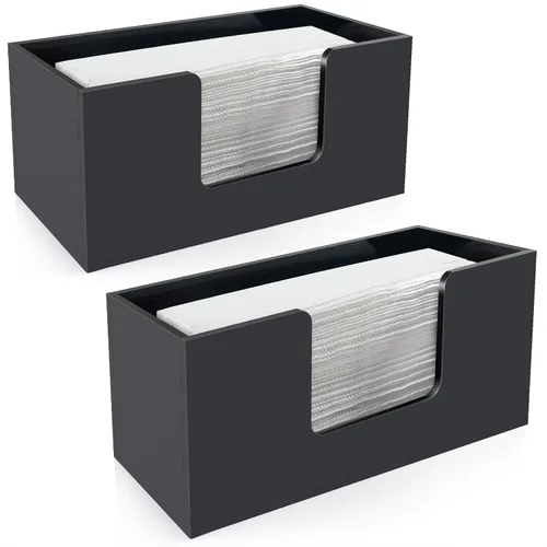 Vista 8 de Paquete de 1 soporte para toallas de papel para encimera, soporte acrílico para toallas de baño, servilletero negro para cocina, encimera