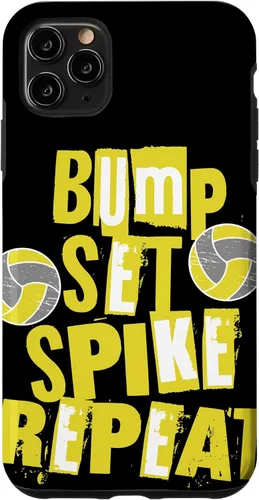 Vista 11 de iPhone XR Parents Girls Volleyball Bump Set Spike Repeat Yellow & Gray Case