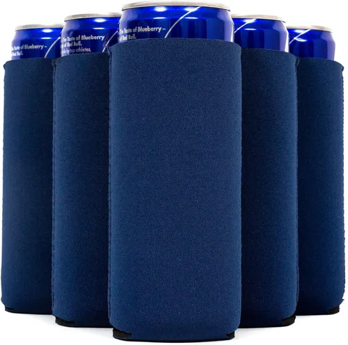 Vista 13 de QualityPerfection Fundas delgadas para enfriar latas, cerveza/energía (paquete de 6) para bebidas en blanco, 12 onzas, alta calidad, 0.157 in