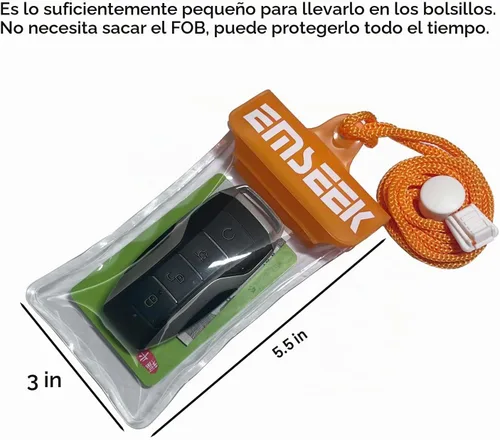 Vista 3 de Waterproof Car Key Fob Case Swim Dry Key Shell Bag Naranja