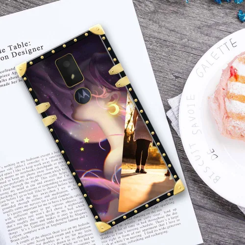 Vista 4 de Funda de teléfono personalizada compatible con Cricket Icon 3 funda para niñas y mujeres, decoración dorada de lujo, cuadrada, suave, TPU a prueba
