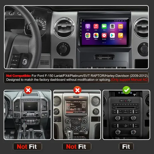 Vista 3 de (Solo para manual AC) [4+64G] Estéreo de coche con Carplay inalámbrico y Android Auto para Ford F150 2009 2010 2011 2012 Android 13 9 pulgadas