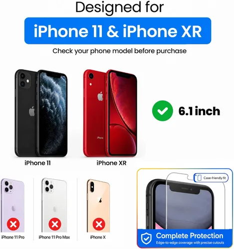Vista 2 de Ocushield Protector de pantalla de vidrio templado antiluz azul para iPhone XR iPhone 11 6.1" - Protege tus ojos, reduce las migrañas y mejora