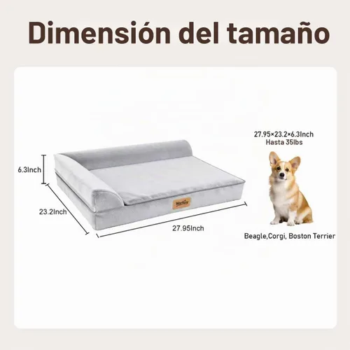 Vista 7 de Cama para perros de tamaño mediano, cama ortopédica para perros medianos, cama impermeable de espuma viscoelástica para mascotas, sofá para perros