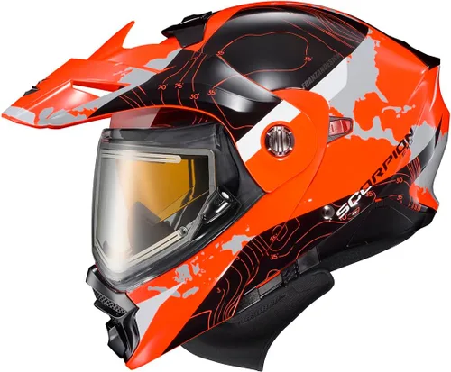 Vista 3 de ScorpionEXO AT960 - Casco modular para moto de nieve de aventura en clima frío, escudo eléctrico con caja de respiración y bolsillos para altavoces