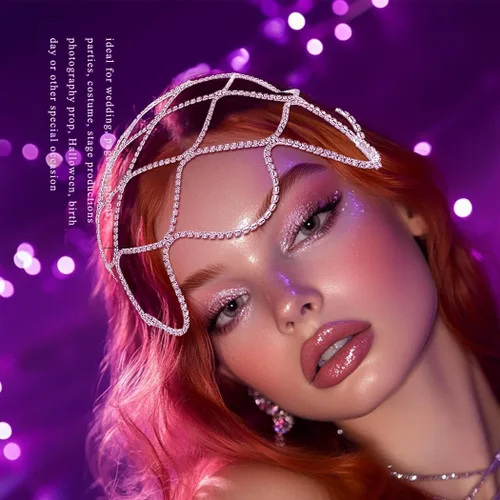 Vista 5 de Cadena de cabeza de diamantes de imitación de los años 20, accesorios para el cabello para mujer