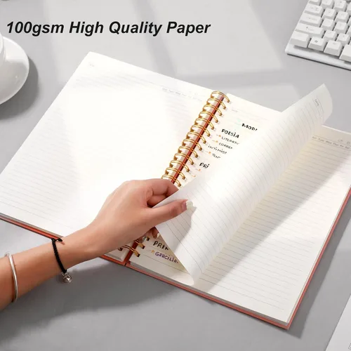 Vista 4 de Yoment Cuaderno de espiral de tapa dura de 8.5 x 11 pulgadas, 240 páginas, cuadernos grandes A4 para el trabajo, 100 GSM, cuaderno de papel