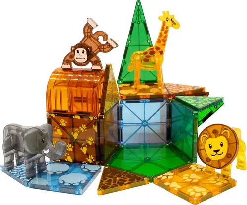Vista 7 de MAGNA-TILES Safari Animals - Juego de construcción magnética de 25 piezas, la marca original de construcción magnética