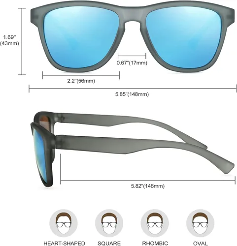 Vista 6 de Alphin Gafas de sol rectangulares para hombres y mujeres, gafas retro vintage