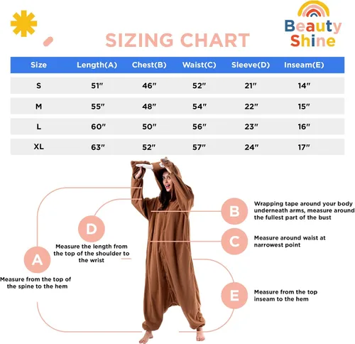 Vista 6 de Beauty Shine Unisex Adult Onesie Pajamas, Cartoon Costume Halloween Christmas Sleepwear Jumpsuit Plush Cosplay