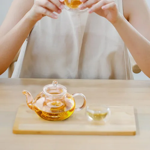 Vista 9 de Tetera de vidrio con filtro de té, tetera exquisita, tetera de mano, tetera de mano, tetera transparente, tetera perfumada, tetera perfumada