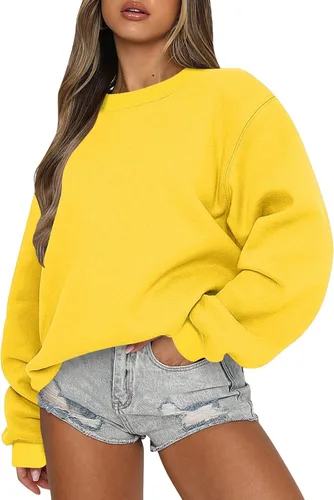 Vista 34 de midelxp Sudaderas de gran tamaño con cuello redondo para mujer, forro polar suave, manga larga, casual, cómodas, lindas sudaderas con capucha