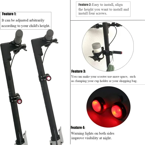 Vista 5 de Scooter Kids Handle Grip Bar compatible con Ninebot MAX ES/Xiaomi M365 Pro/Gotrax/Hover-1 Scooter eléctrico para niños, mango seguro, barra