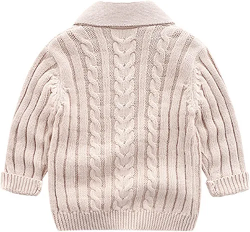 Vista 2 de Girls Boys Solid Long Sleeve Button Knit Sweater Coat Baby Fall Winter Knit Jacket for 0 to 3Y