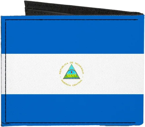 Vista 2 de Buckle-Down Billetera plegable de lona con bandera de Nicaragua