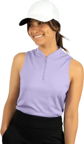 Vista 2 de Three Sixty Six Polo de golf sin mangas para mujer, sin cuello, con cremallera, de secado rápido, para mujer