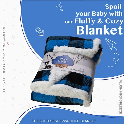 Vista 2 de Manta de bebé de forro polar sherpa ultrasuave Manta acogedora de felpa para niños Cuadros reversibles Lavable Tamaño amplio para mayor