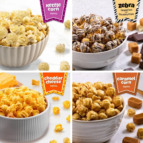Vista 4 de Popcornopolis Palomitas de maíz gourmet, surtido de 40 piezas variedad de aperitivos dulces y salados, sin OMG, sin gluten