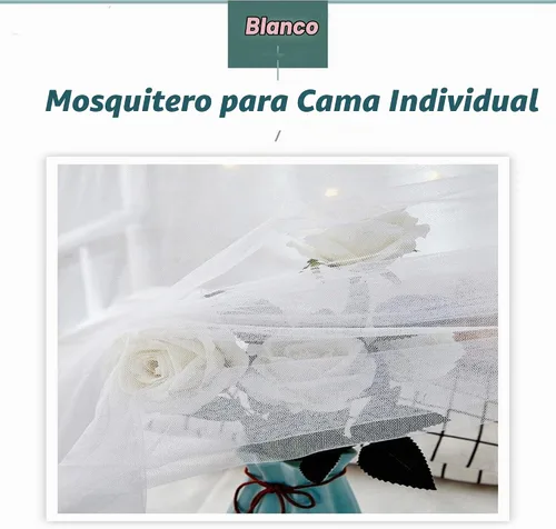 Vista 4 de Cortinas opacas para cama de privacidad con toldo grueso, mosquitero Mosquitera blanca 1aa