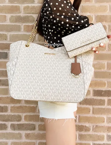 Vista 2 de Michael Kors MICHAEL Michael Kors Jet Set Travel Large Chain Shoulder Tote bundled Jet Set Travel Trifold Wallet