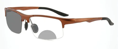 Vista 8 de Gafas de lectura bifocales fotocromáticas para hombres Aluminio magnesio deportes transición lupa presbicia gafas de sol lectores Negro