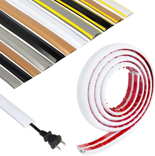 Vista 20 de Rubber Bond Protector de cable de piso - Cubiertas de cable autoadhesivas fuertes para cables - Cubiertas de cable de extensión de perfil bajo