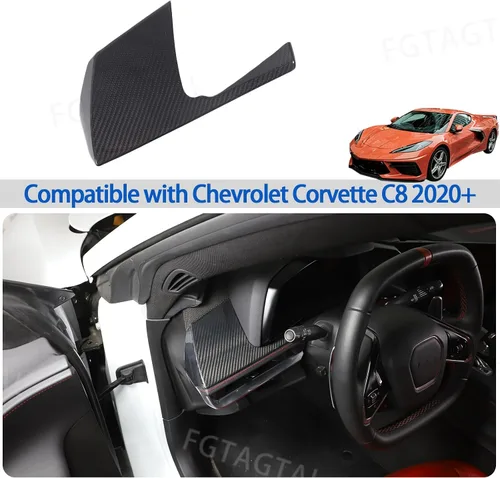 Vista 5 de Cubierta de panel lateral de consola central de fibra de carbono real compatible con Chevrolet Corvette C8 2020-2025, accesorios para panel lateral