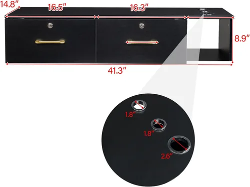 Vista 3 de Winado Estación de peluquería para estilista de peluquería, equipo de spa de salón de belleza, estación de gabinete de salón con cajón de Negro