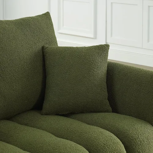 Vista 9 de Antetek Juego de 3 sofás de peluche para sala de estar, modernos sofás de asiento profundo de 2 unidades y un sofá Cloud Boucle de 3 plazas de gran