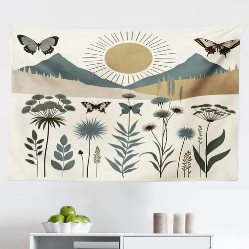 Vista 174 de Ambesonne Tapiz hippie, abrazo de hongos de ensueño y árbol de la vida místico y mandal verde, decoración de tela para colgar en la pared
