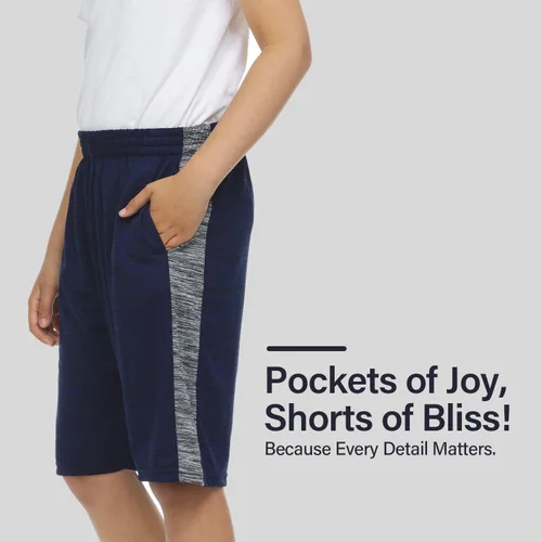 Vista 2 de Essential Elements Paquete de 5 pantalones cortos de baloncesto con bolsillos para niños