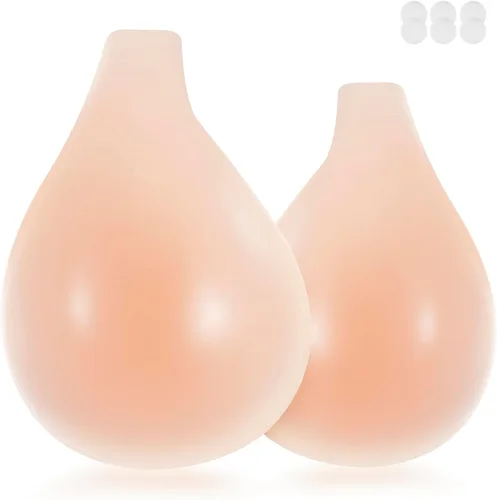 Vista 6 de Brasier adhesivo de silicona autoadhesivo, invisible, sin espalda, profundo en V, para copa ABC, color nude, para mujer, Desnudo