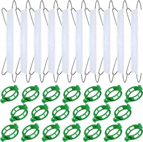 Vista 8 de 20 ganchos de tomate con cuerda, ganchos de soporte de tomate, ganchos de soporte de tomate y clips de soporte para plantas con cordel de 33.3 pies