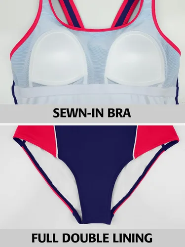 Vista 5 de ATTRACO Traje de baño deportivo de una pieza para mujer, traje de baño deportivo de entrenamiento para mujer