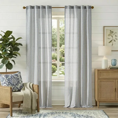 Vista 17 de jinchan Linen Blackout Curtains Back Tab 96 Inch 2 Panels Striped Blue Blue Stripe Lined