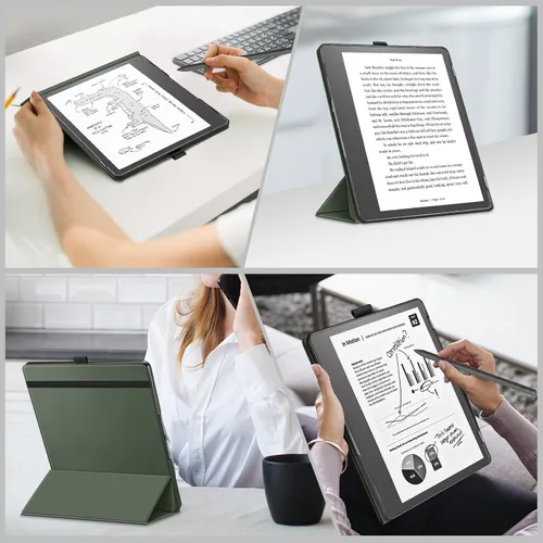 Vista 4 de Fintie Funda triple para Kindle Scribe (versión 2024/2022) – Funda plegable ultraligera con función de apagado y encendido automático para Amazon