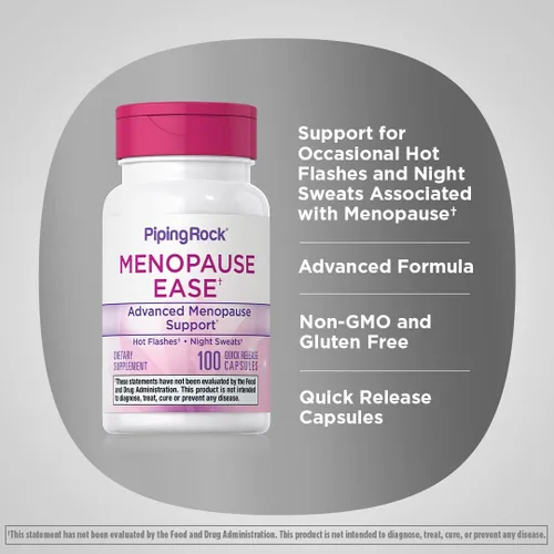 Vista 4 de Piping Rock Suplemento para aliviar la menopausia 100 cápsulas Soporte avanzado para mujeres con cohosh negro y ñame silvestre Sin OMG, sin