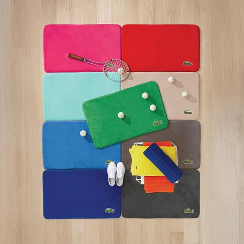 Vista 6 de Lacoste Alfombra de baño de espuma viscoelástica, tapete de baño de vellón ultrasuave con logotipo de cocodrilo bordado, súper absorbente