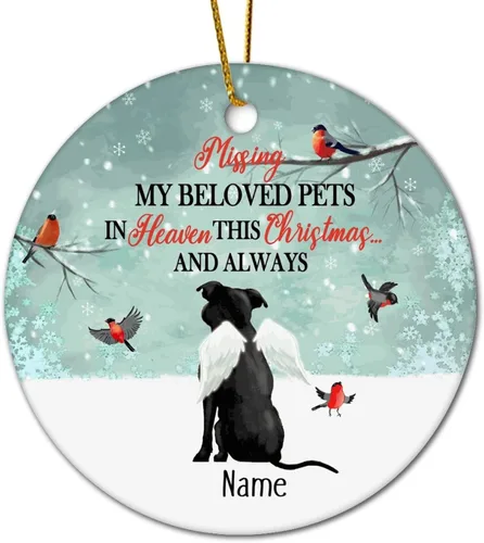 Vista 7 de Personalized Pet Memorial Ornament, Miss My Beloved Pets in Heaven Ornament, Dog Christmas Ornament, Pet Loss Gift, Dog Angel Wings Ornament, Custom