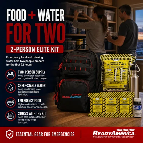 Vista 4 de Ready America Kit de emergencia Elite de 72 horas, 2 personas, mochila de 3