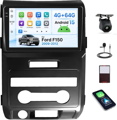 Vista 10 de Android 15 4G+128G Estéreo de coche para Ford F150 2009 2010 2011 2012 con Carplay inalámbrico Android Auto, 9 "Incell pantalla táctil principal