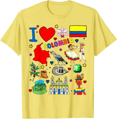 Vista 33 de Camiseta con diseño de bandera y mapa de I Love Colombia dibujada a mano