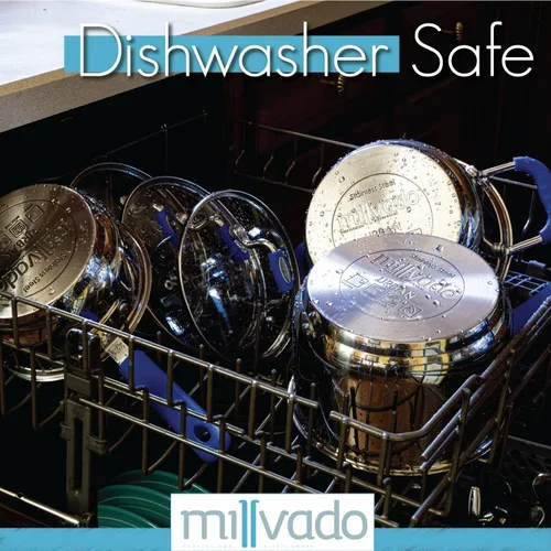 Vista 6 de Millvado Sartén de acero inoxidable de 1.7 cuartos de galón con tapa de vidrio transparente y marcas de medición permanentes, olla de ebullición
